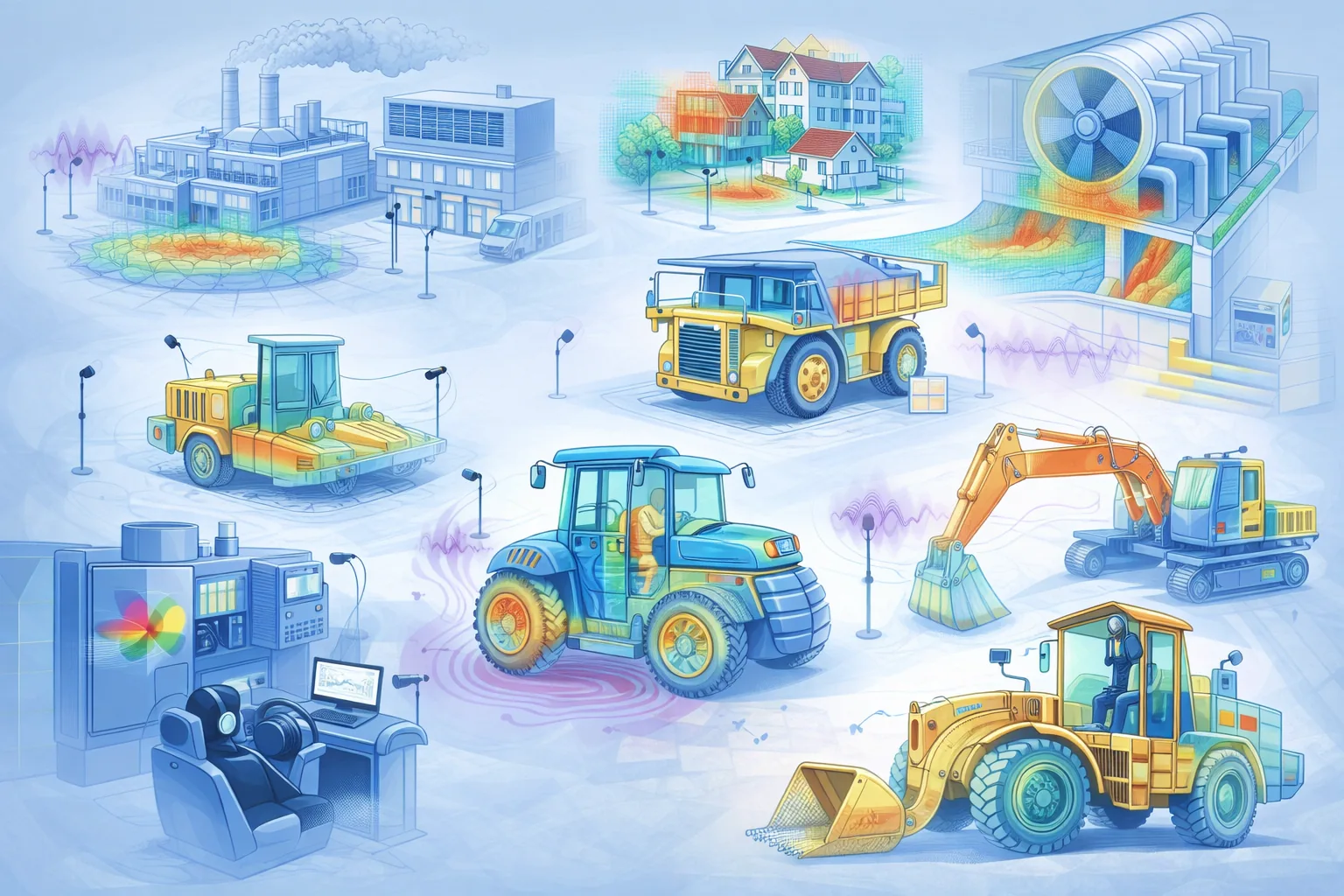 Industrial acoustics overview with plant noise mapping, machinery and measurement